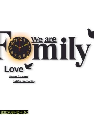 Laminated Wall Clock With Light, 32x16" Modern Family Design