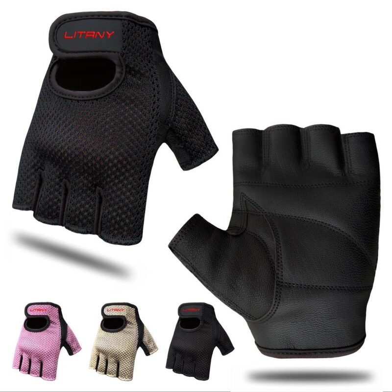 Litany Gym Gloves Black Mesh Padded Adjustable