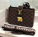 Louis Vuitton Checkered Crossbody Bag Brown Gold Hardware