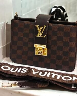 Louis Vuitton Checkered Crossbody Bag Brown Gold Hardware