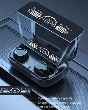 M10 Wireless Bluetooth Earbuds with Digital Display & Rechargeable Battery