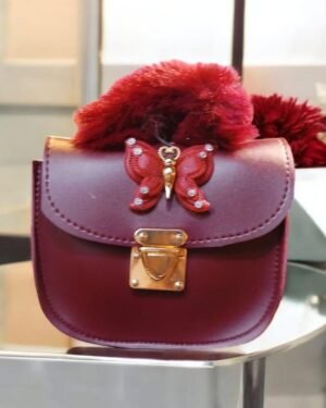 Maroon Butterfly Crossbody Bag for Girls