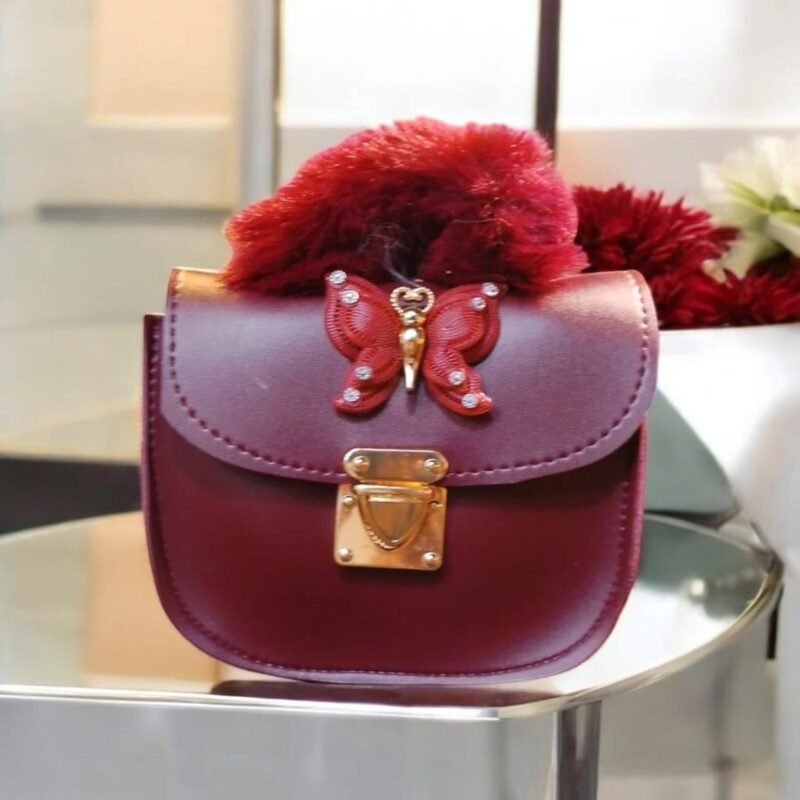 Maroon Butterfly Crossbody Bag for Girls