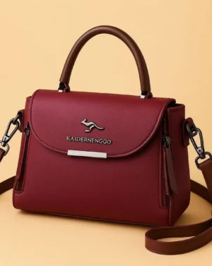 Maroon Leather Crossbody Bag for Girls