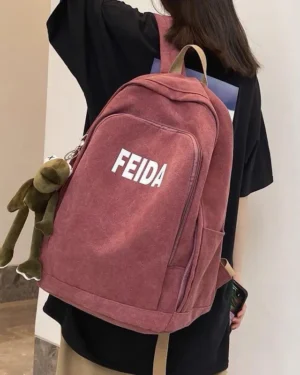 Maroon Nylon Casual Backpack 18"