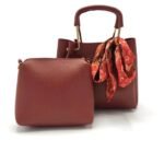 Maroon PU Leather 2-Piece Women's Handbag Set