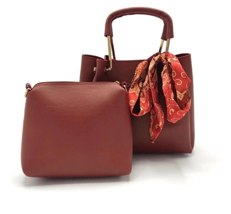 Maroon PU Leather 2-Piece Women's Handbag Set