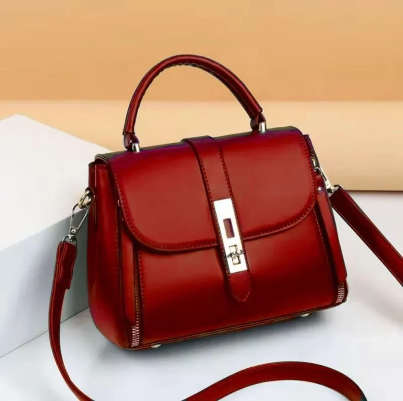 Maroon PU Leather Crossbody Bag for Girls