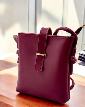 Maroon PU Leather Women's Shoulder Bag with Strap