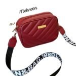 Maroon Quilted Crossbody Bag for Women