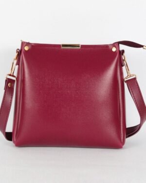 Maroon Rexine Girl's Plain Shoulder Bag 8x8x2"