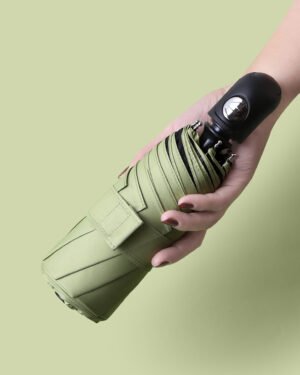 Matcha Green Automatic Folding Umbrella 21" Dual Use Rain Sun Protection