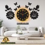 MDF Wall Clock With Backlight, 40x25" Modern Islamic Design