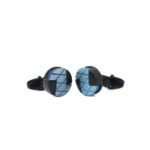 Men Blue Grid Cufflinks Formal Suit Accessory