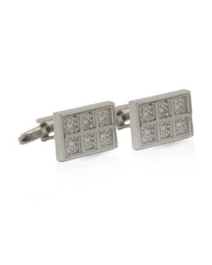 Men Silver Sparkling Crystal Cufflinks Formal Wear