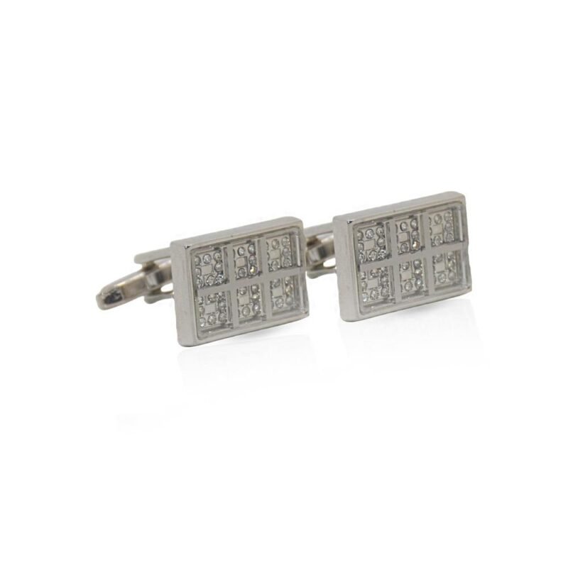 Men Silver Sparkling Crystal Cufflinks Formal Wear Men Silver Sparkling Crystal Cufflinks Formal Wear