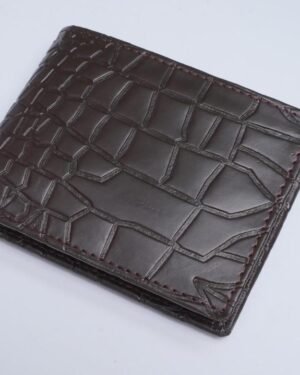 Men's Brown Croc Leather Bi Fold Wallet