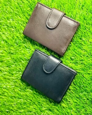 Men's Leather Bi Fold Wallet Black Brown 4.4"