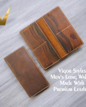 Men's Premium Leather Bi-Fold Wallet Brown RFID Protected