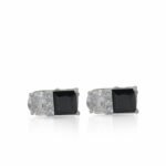 Men's Silver Black Crystal Cufflinks Eid Gift