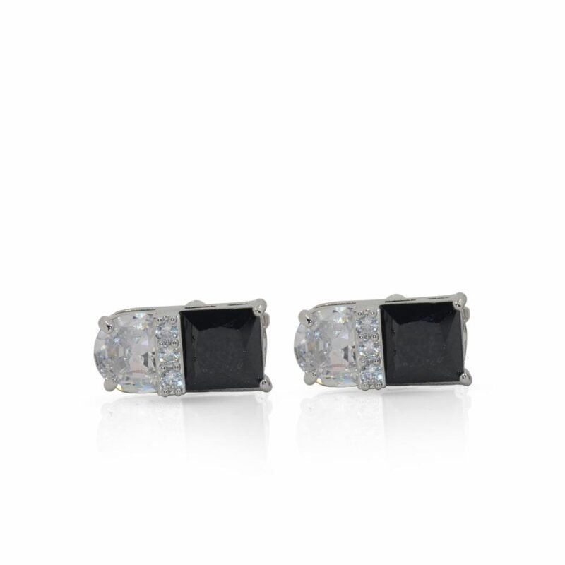 Men's Silver Black Crystal Cufflinks Eid Gift