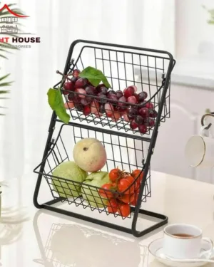 Metal 2-Tier Fruit Basket for Kitchen Counter