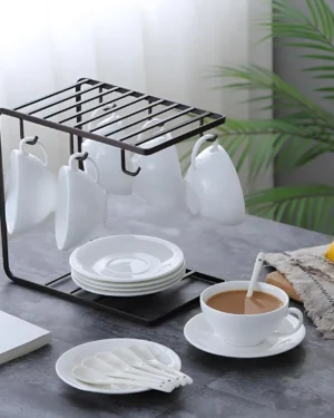 Metal Mug Stand for Kitchen, White, 1 Pc