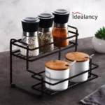 Metal Spice Rack with 2 Tier Storage for Kitchen