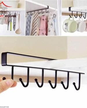Metal Under Cabinet Mug Holder with 6 Hooks