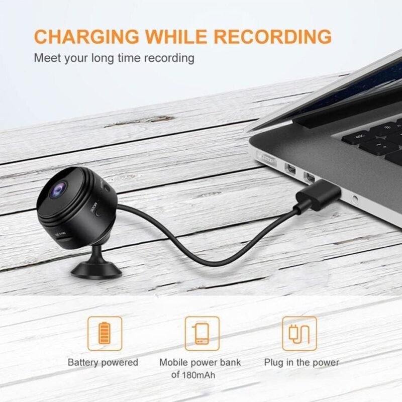 Mini Security Camera 180mAh Rechargeable Black