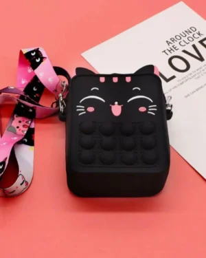 Mini Silicone Cat Crossbody Bag Multicolor 3x5 Inch