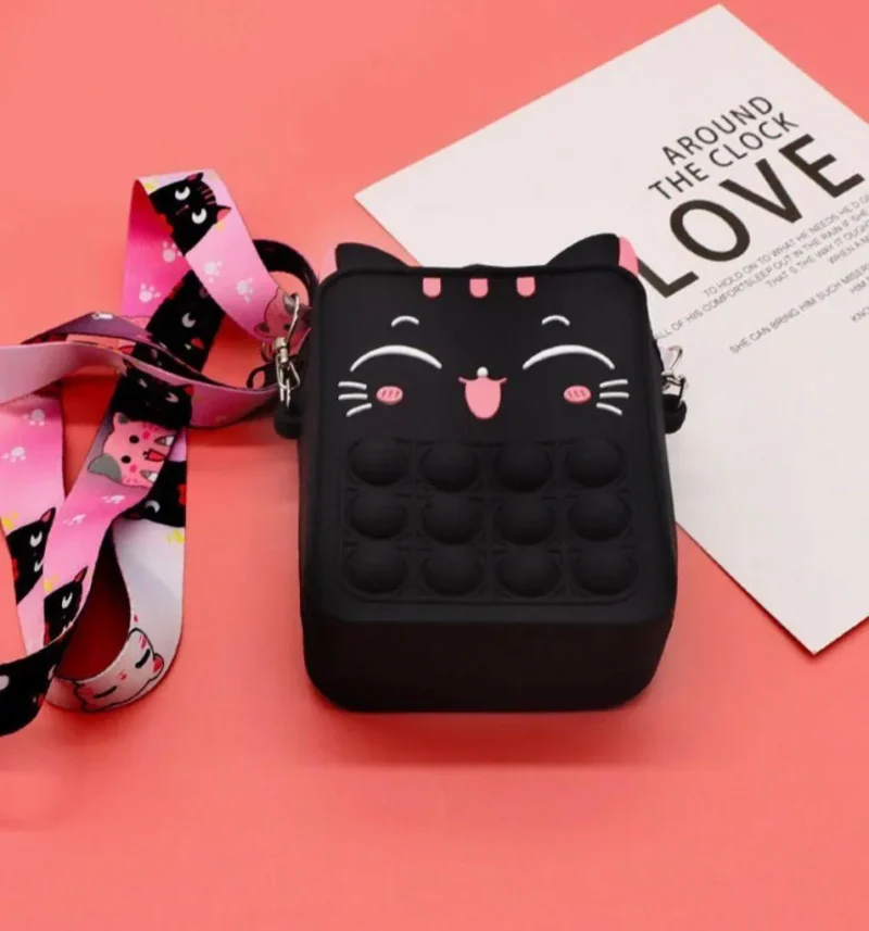 Mini Silicone Cat Crossbody Bag Multicolor 3x5 Inch