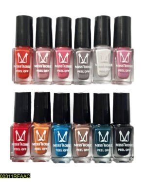 Miss Rose Peel Off Nail Polish 12 Pcs Assorted Colors