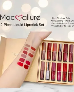 Mocallure 12-Piece Liquid Lipstick Set Matte & Glossy Shades
