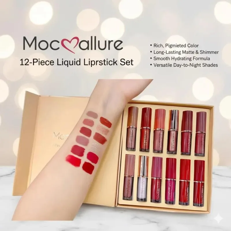 Mocallure 12-Piece Liquid Lipstick Set Matte & Glossy Shades