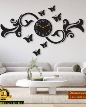 Modern 3D Butterfly Wall Clock 40x35" Wooden Laser Cut