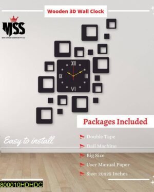 Modern 3D Wooden Wall Clock 20x25 Inches