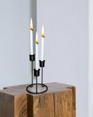 Modern Black Golden Candle Stand for Home Decor