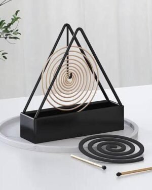 Modern Black Metal Mosquito Coil Burner Set of 2