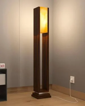 Modern Dark Brown Wooden Floor Lamp 24"
