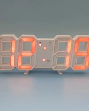Modern Digital Table Clock White Silent Alarm 22x8cm
