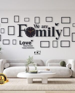 Modern Family Wall Hanging with Clock Frames, 3mm MDF