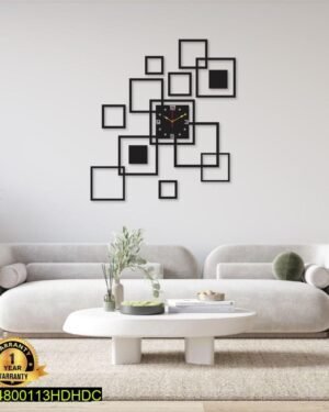 Modern Geometric Wall Clock Black 30x20 Inch DIY Decor