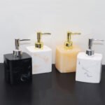 Modern Marble Soap Dispenser Set of 4 with Gold & Silver Pumps