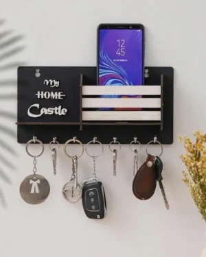 Modern Wall Mounted Key & Phone Holder Black White