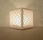 Modern White Geometric Tea Light Lamp for Home Decor
