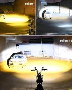 Motorcycle Dual Color LED Headlight White Yellow Waterproof