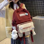 Multicolor Embroidered Nylon Backpack for Girls 18"