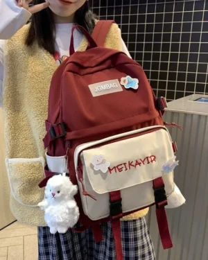 Multicolor Embroidered Nylon Backpack for Girls 18"