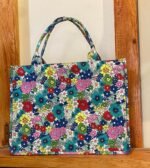 Multicolor Floral Polyester Tote Bag for Girls